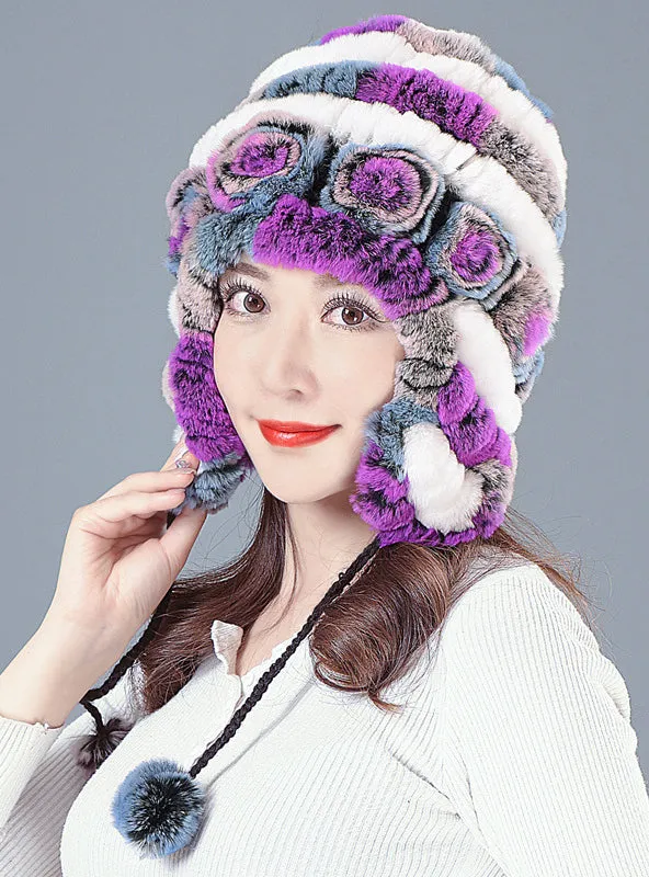 Ear Protection Rex Fur Straw Hat